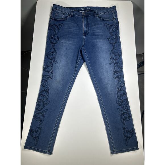 DG2 by Diane Gilman Denim - DG2 Diane Gilman Women’s 16W Embroidered Stretch Jeans Y2K Dark Wash Plus Size